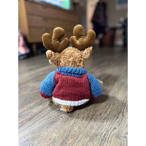 Rare DANDEE Reindeer Plush w Winter Snowman Sweater SAMPLE 14" - Picture 5 of 9